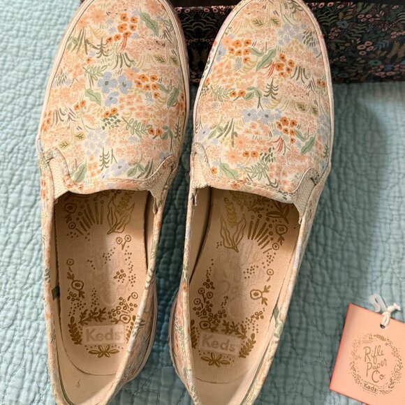 KEDS X RIFLE PAPER Co Double Decker Meadow Sneaker - Women's 8.5M, Pink Multi - Picture 1 of 9